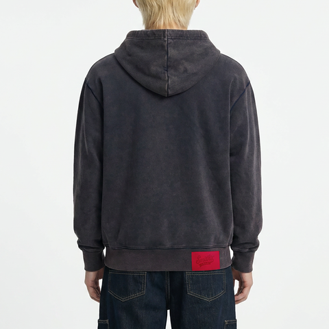 A male model wearing the Smith's 1906 MHO01 Navy Hoodie is showing the back.