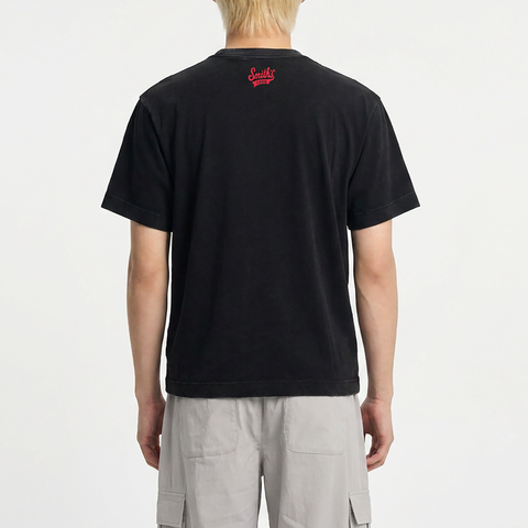 A male model wearing the Smith's 1906 MTE04 Dark Grey T-Shirt is showing the back.