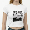 A close-up view of a female model wearing the Smith's 1906 WTE04 White T-Shirt.